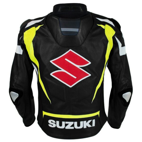 Suzuki Motorcycle Racing Black And Yellow Leather Jacket - Image 2