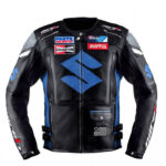 Suzuki Motorcycle Racing Black Leather Jacket