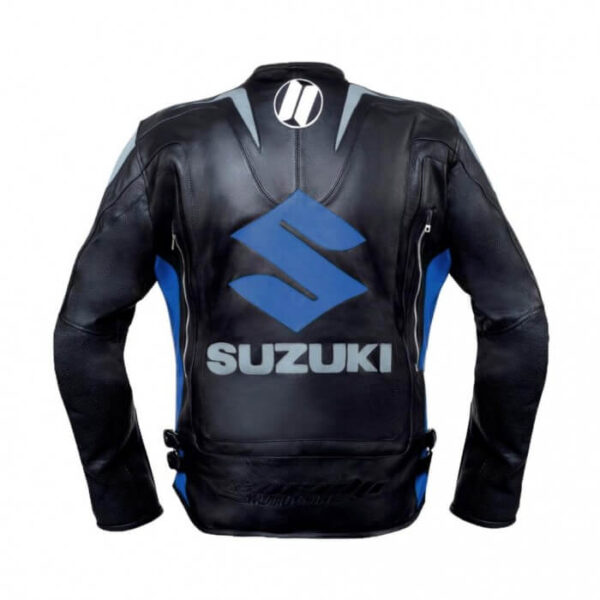 Suzuki Motorcycle Racing Black Leather Jacket - Image 2