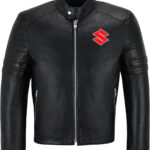 Suzuki Motorcycle Racing Leather Black Jacket
