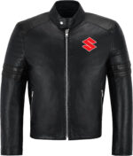 Suzuki Motorcycle Racing Leather Black Jacket