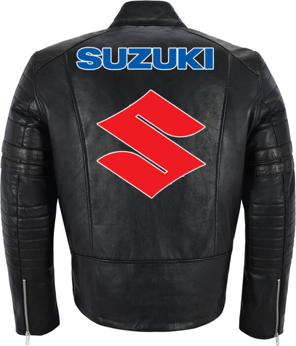 Suzuki Motorcycle Racing Leather Black Jacket - Image 2