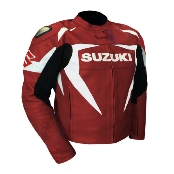 Suzuki Motorcycle Red Racing Leather Jacket - Image 2
