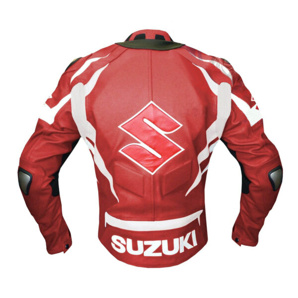Suzuki Motorcycle Red Racing Leather Jacket - Image 4