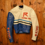 Suzuki Motorcycle White And Blue Racing Leather Jacket