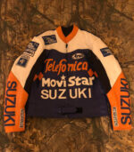 Telefonica Suzuki Movistar Motorcycle Leather Jacket