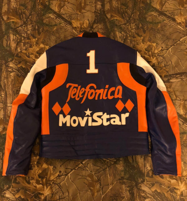 Telefonica Suzuki Movistar Motorcycle Leather Jacket - Image 2