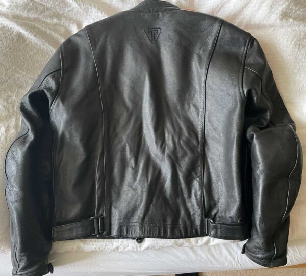 Triumph Black And Red Motorcycle Leather Jacket - Image 2