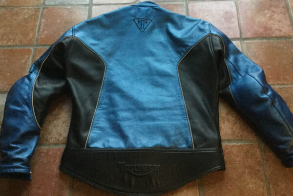 Triumph Motorcycle Black And Blue Leather Jacket - Image 2