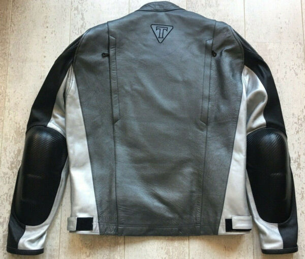 Triumph Motorcycle Black And Gray Leather Jacket - Image 2