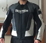 Triumph Motorcycle Black And Gray Racing Leather Jacket