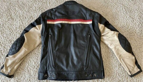 Triumph Motorcycle Black And White Racing Leather Jacket - Image 2