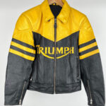 Triumph Motorcycle Black And Yellow Leather Jacket