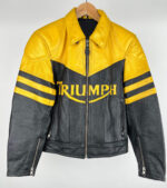Triumph Motorcycle Black And Yellow Leather Jacket