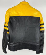 Triumph Motorcycle Black And Yellow Leather Jacket - Image 2