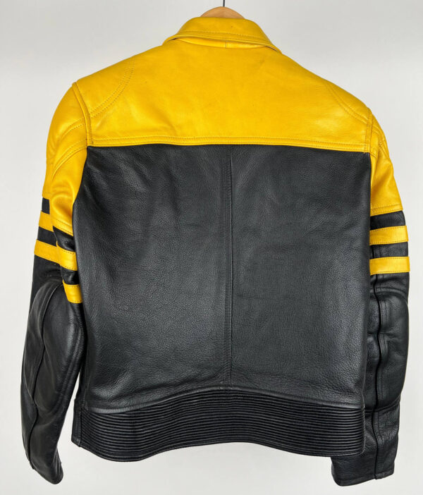 Triumph Motorcycle Black And Yellow Leather Jacket - Image 2