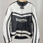 Triumph Motorcycle Racing Black And White Leather Jacket