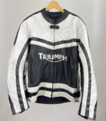 Triumph Motorcycle Racing Black And White Leather Jacket