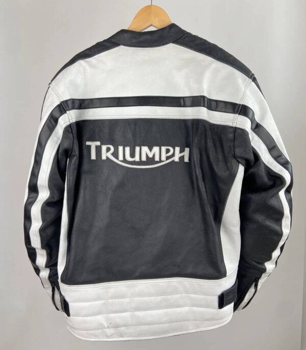 Triumph Motorcycle Racing Black And White Leather Jacket - Image 2