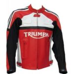 Triumph Motorcycle Red And White Racing Leather Jacket