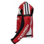 Triumph Motorcycle Red And White Racing Leather Jacket - Image 2