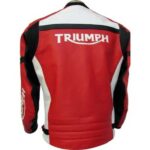Triumph Motorcycle Red And White Racing Leather Jacket - Image 3