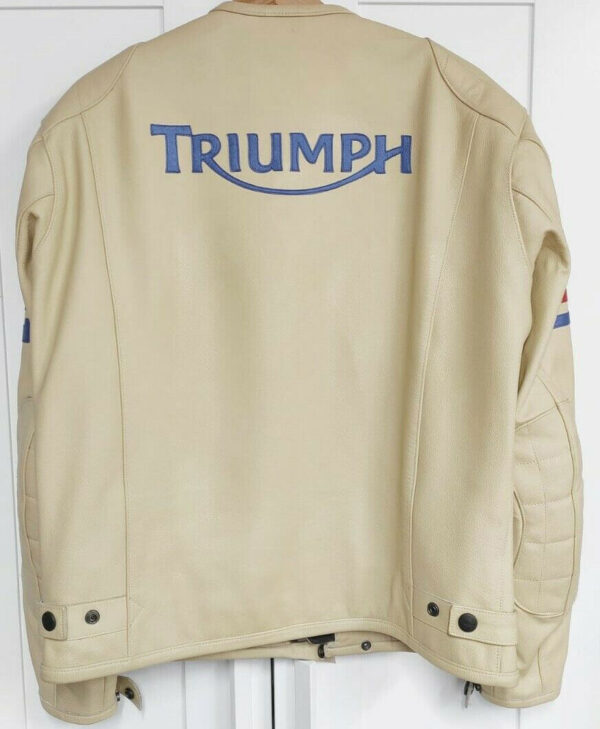 Triumph Motorcycle White Leather Jacket - Image 2