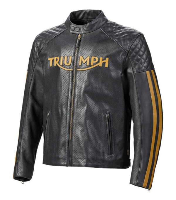 Triumph Racing Motorcycle Leather Jacket - Image 2