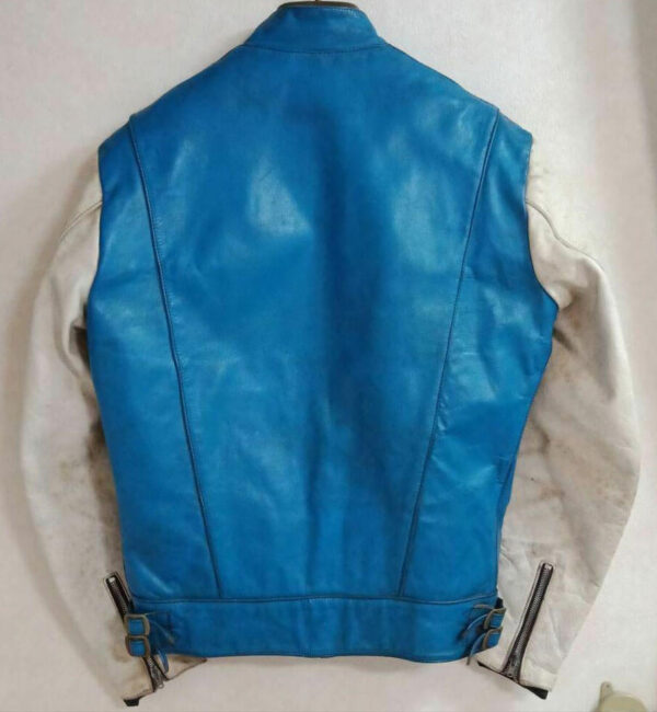 Vintage BMW Motorcycle Blue And White Leather Jacket - Image 2