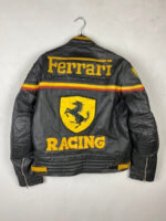 Vintage Ferrari Motorcycle Racing Leather Jacket - Image 2