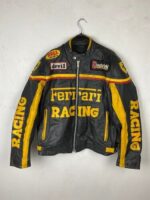 Vintage Ferrari Motorcycle Racing Leather Jacket