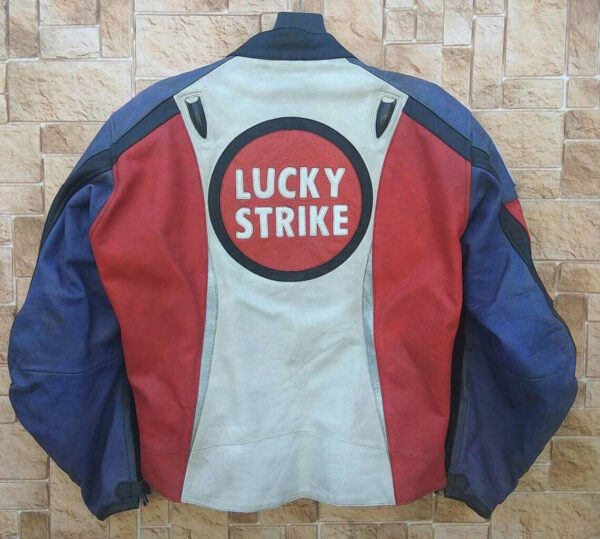 Vintage Honda Lucky Strike Motorcycle Leather Jacket - Image 2