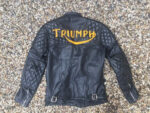 Vintage Triumph Motorcycle Black Leather Jacket
