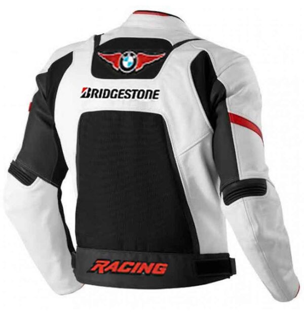 White Black BMW Motorcycle Racing Leather Jacket - Image 2