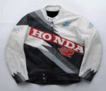 White Black Honda Motorcycle Racing Leather Jacket