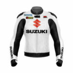 White Black Suzuki GSXR Motorcycle Leather Jacket