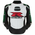 White Green Suzuki Motorcycle Leather Jacket - Image 3