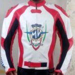 White Red MV Agusta Corse Motorcycle Leather Jacket